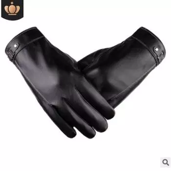 2018 Winter Glove PU Leather Phone Screen Touch Men Gloves Black All yards