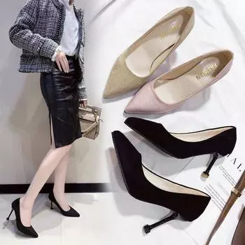 2019 autumn new pointed high heels women s stiletto Internet celebrity sexy black professional single shoe manufacturer 34