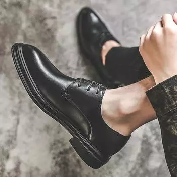 2019 Кожаные Туфли Тренд Моды Деловой Повседневный Обувь Британские Шнуровки Мужские Туфли Мужские Туфли One Hair 3017-J 38