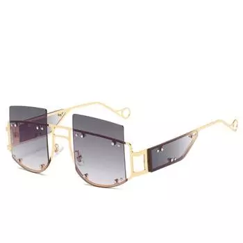 2019 Large Alloy Rivet Square Sunglasses, Trendy Unique Glasses 17214 spot