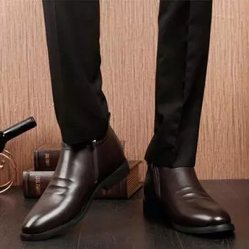 2019 Мужская обувь из искусственной кожи, деловая хлопковая обувь, теплые ботинки на меху 37 коричневый