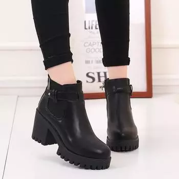 2019 new Fashion Boots Women Autumn Winter Round Toe zipper Leather Lady Ankle Boot boots women hjn89 35 чёрный