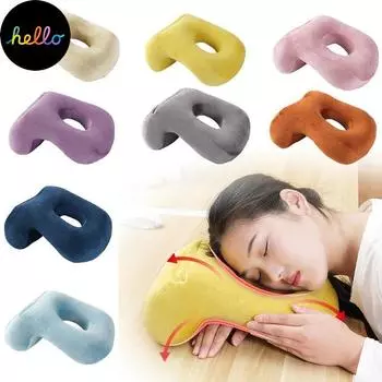 2019 Новая многофункциональная подушка для сна, подушка для сна, портативная полая плюшевая однотонная подушка темно-синий