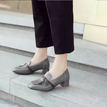 2019 новые модные туфли с квадратной головкой и цветным бантом в корейском стиле, элегантные женские туфли на толстом каблуке 34 жёлтый