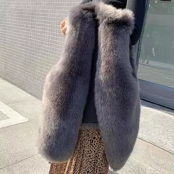 2019 осенне-зимняя одежда Haining новый жилет из искусственного меха лисы для женщин корейская версия модное утолщенное пальто жилет Mao Mao S абрикосовый