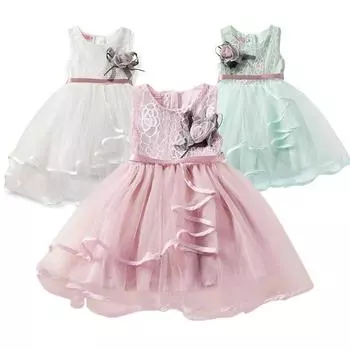 2019 платье с милым цветком для маленьких девочек, платье для крещения маленького ребенка на день рождения, детское платье для свадебной вечеринки
