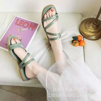 2019 spring new women s sandals women s shoes flat bottom leak toe Korean version rubber two wear sandals slippers new 41 зелёный