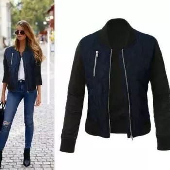 2019 весна осень зима модная куртка женская лоскутная повседневная куртка с длинным рукавом плюс размер 3XL S синий