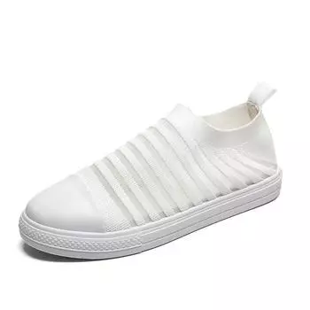 2019 Women Sneakers Female Knitted Vulcanized Shoes Casual Slip On Ladies Flat Shoe Mesh Trainers Soft Walking Footwear Zapatos 4 чёрный