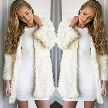 2019 женское пальто из искусственного меха, однотонное осенне-зимнее женское пальто из искусственной овечьей шерсти, модное универсальное шерстяное пальто S белый