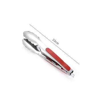 201 Нержавеющая сталь, красный пластиковый зажим, посуда для хлеба, еды, универсальный зажим для еды, 9-дюймовый зажим для стейка, барбекю 9inch