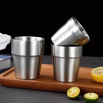 201 Нержавеющая стальная чашка, штабелируемая кружка для питья, двойная стенка, вакуумная изоляция, кофейная чашка, многоразовая посуда для питья, для дома, кемпинга, активного отдыха на природе S A