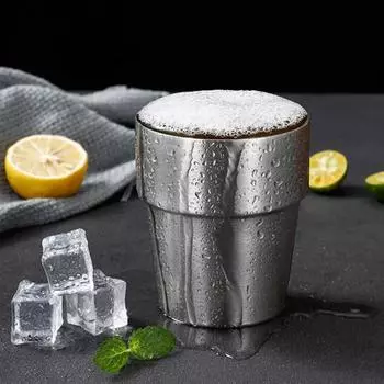 201 Нержавеющая стальная чашка, штабелируемая кружка для питья, двойная стенка, вакуумная изоляция, кофейная чашка, многоразовая посуда для питья, для дома, кемпинга, активного отдыха на природе S A