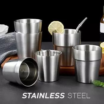 201 Нержавеющая стальная чашка, штабелируемая кружка для питья, двойная стенка, вакуумная изоляция, кофейная чашка, многоразовая посуда для питья, для дома, кемпинга, активного отдыха на природе S A