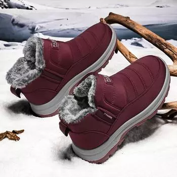 20204 Women s Boots Unisex Winter Shoes Women Waterproof Snow Boots Female Slip on Casual Shoe Plush Footwear Men s Ankle Botas 36 чёрный