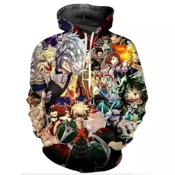 2020 Аниме Boku No Hero My Hero Academia 3D Print Повседневная толстовка для мужчин и женщин с капюшоном S