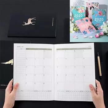 2020 Черная обложка Календарь Блокнот Журнал А4 Органайзер Еженедельный Ежемесячный Планировщик Канцелярские Товары Для Офиса Школьные Принадлежности Pink