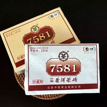 2020 Чжун Ча Спелый Пуэр 7581 Шу Пуэ Чай Brick Yunnan Box Tea 250г
