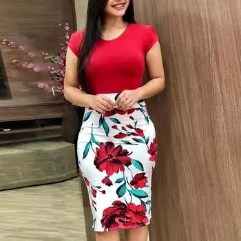 2020 Лето Элегантное Женское Облегающее Платье Плюс Размер Винтаж Цветочный Принт Вечернее Платье Сексуальное Платье-футляр S