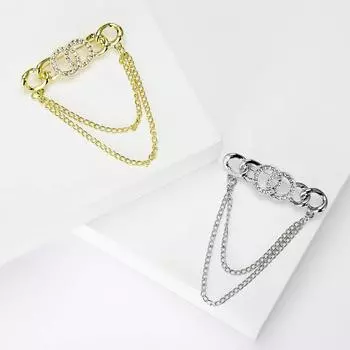 2020 Модная креативная серебряная цепочка с бахромой, брошь из сплава и бриллиантов для костюма