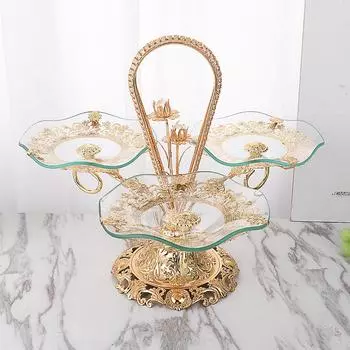 2020 Новая стеклянная ваза для фруктов, легкая, роскошная, креативная, для дома, гостиной, отеля, чайный столик, хрустальная ваза для фруктов, оптовая продажа золотой