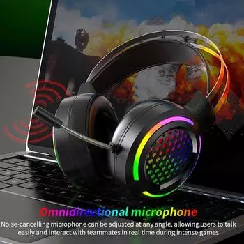 2020 новейшая игровая гарнитура с шумоподавлением, наушники-вкладыши, проводные наушники, 7,1 объемный стереозвук, гарнитуры, микрофон, светодиодный гибкий для ПК чёрный