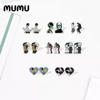 2020 Новинка Невеста Франкенштейна Акриловые Серьги-гвоздики Фильм Ужасов Смолы Эпоксидная Ювелирных Изделий Подарки Фанатам