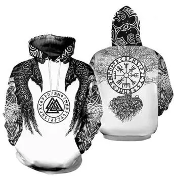 2020 Новые модные мужские толстовки с капюшоном Viking Tattoo 3D Printed Funny Sweatshirt Men Women Hip Hop Jacket S