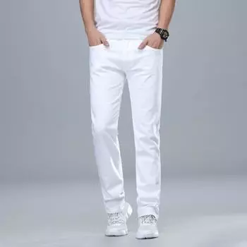 2020 новые осенние мужские красные джинсы, классический стиль, прямые эластичные хлопковые джинсовые брюки, мужские брендовые белые брюки 28 чёрный