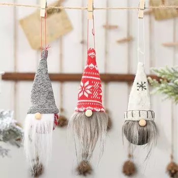 2020 Рождественский безликий гном Санта-елка висячий орнамент кукла украшение One Size белый