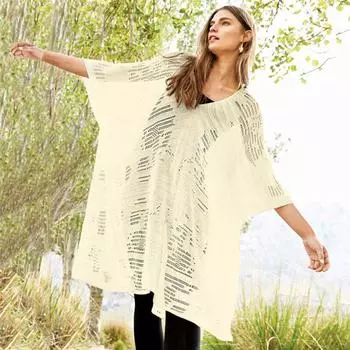 2020 сексуальное открытое вязаное летнее пляжное платье крючком туника женская пляжная одежда купальник прикрытие One Size бежевый