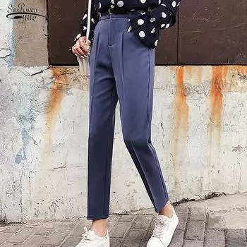 2020 женские брюки в повседневном стиле, белые женские брюки, повседневные элегантные брюки-карандаш с поясом, женские высокие брюки S орион