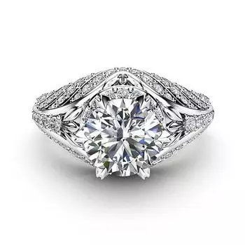 2021 Bamos Симпатичные девушки Белые круглые обручальные кольца Роскошное серебряное кольцо CZ Stone Ring Promise Обручальные кольца для женщин