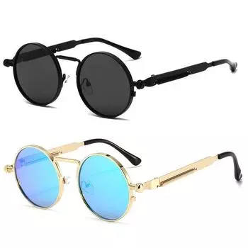 2021 Classic New Punk Sunglasses Women Anti-Reflective Mirror Round Metal Sun Glasses Vintage Men Driving Glasses UV400 only 1 sunglasses