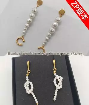 2021 Дизайнерские Высококачественные Серьги-капли с узлом и жемчугом - Белые Жемчужные Серьги-клипсы Long Style