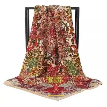 2021 дизайнерский брендовый женский квадратный шелковый шарф с цепочкой и принтом, платки на голову, женские атласные шарфы-хиджабы, шаль, женская повязка на голову, платок