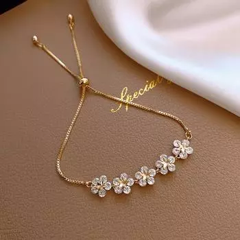 2021 Fashion Adjustable Gold Five Small Flowers Five Pointed Star Zircon Pull Adjustable BR20Y0183