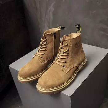 2021 High-Top Men s Leather Martin Boots: Suede, Inner Height Increase, Thick Sole, Retro Style for Autumn/Winter. EU 38