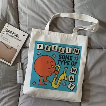 2021 холщовая сумка с мультяшным рисунком, ниша, простая женская сумка на плечо, сумка для покупок, большая вместимость, повседневная художественная роспись с героями мультфильмов 24*26cm