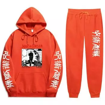 2021 Jujutsu Kaisen Аниме Толстовка и штаны Комплекты Мужские Женские Зимние Модные 2 Предмета Комплект Спортивный Костюм и Штаны Jujutsu Kaisen Sui X0909 S