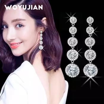 2021 классические длинные висячие серьги с блестящим кубическим цирконием, свадебные серьги-капли для женщин, свадебные украшения