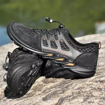 2021 large size new men s shoes mountaineering mesh shoes casual sports shoes outdoor creek men s shoes front buckle single shoes 38