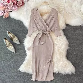 Весенне-летние новые женские платья One Size коричневый