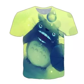 2021 Лето Интересный Тоторо Аниме Футболка Для Мужчин 3D Принт Модный Повседневный Мужчины/Женщины Мультфильм Футболка Топы Одежда Для Подростков M