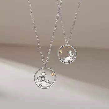 2021 модное новое двухцветное пара S925 посеребренное ожерелье с подвеской «Маленький принц в виде лисы» изысканная роскошная цепочка на ключицу ювелирные изделия