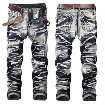 2021 модные мужские джинсы, прямые джинсовые брюки, плиссированные эластичные джинсы в стиле хип-хоп для мужчин, большие размеры 42