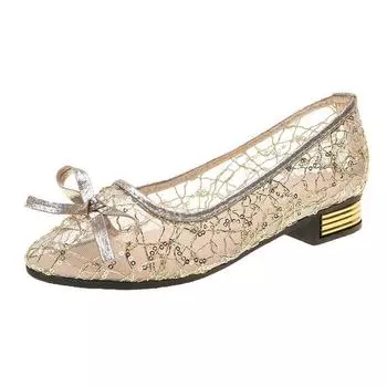 2021 new summer mesh single shoes women s low heel hollow mesh pointed bow rhinestone lace shallow mouth women s shoes 35