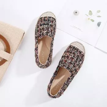2021 Новая мода в этническом стиле Женская повседневная обувь на плоской подошве Дышащая удобная обувь для ходьбы 35 чёрный