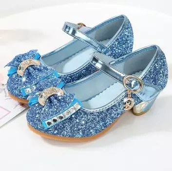 2021 новая модная обувь принцессы, детские модельные туфли на высоком каблуке для девочек, детские сандалии для маленьких девочек 24–36 лет 34 синий