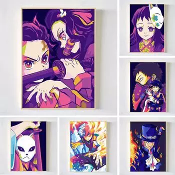 2021 новейшие аниме-постеры и принты, убийца демонов, настенный декор, холст, роспись, фреска для детской комнаты, украшение в стиле аниме Cuad 21cm30cm NoFrame